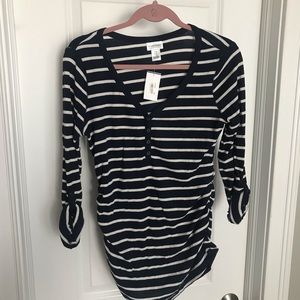 Blue striped maternity top